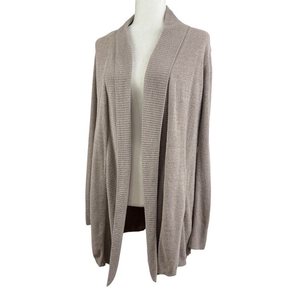 Barefoot Dreams Cozychic Ultra Lite Knit Cardigan XS Tie Back Shawl Collar Taupe - Picture 13 of 13